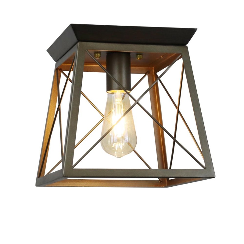 Chloe Lighting Farmhouse-Style Two-Toned 1-Light Ceiling Flush Fixture 9" Wide