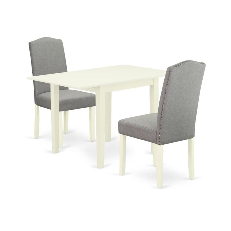 3-Piece Kitchen Table Set with 2 Linen Fabric Chairs