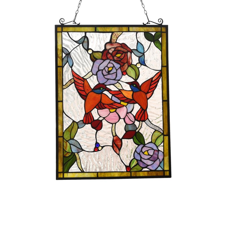 Chloe Lighting Serenade Tiffany-Style Animal Design Window Panel 18" X 25"