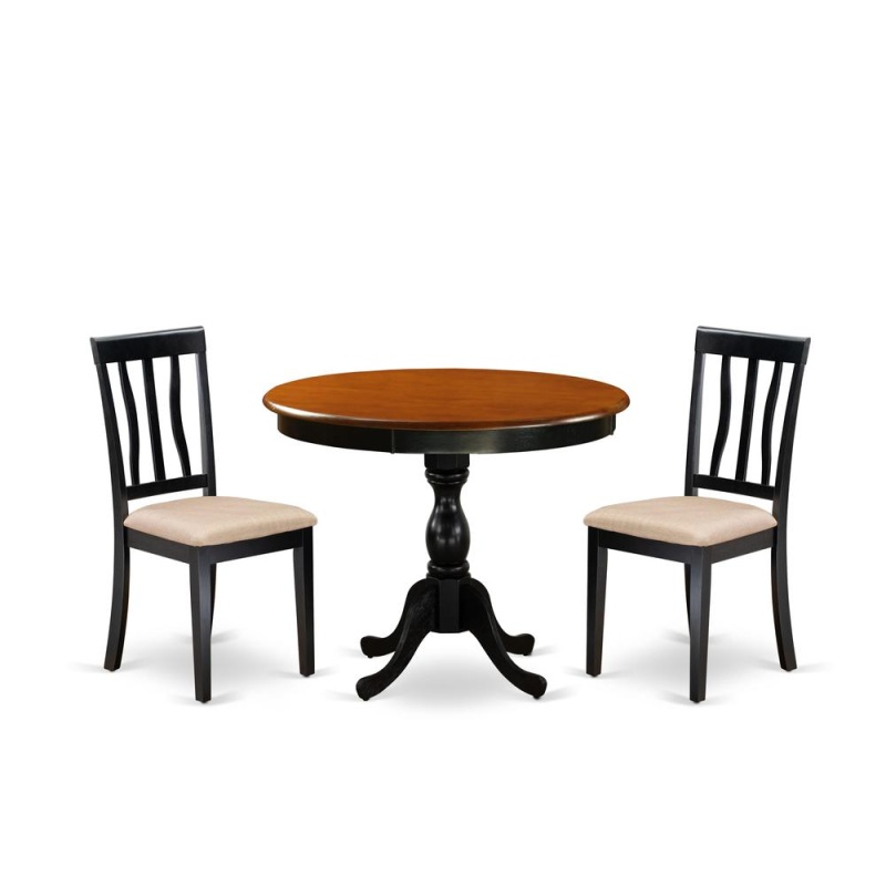 East West Furniture 3-Pc Mid-Century Dining Table Set