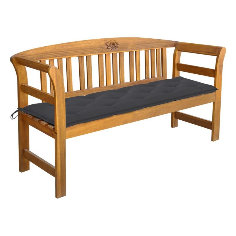 Vidaxl Garden Bench With Cushion 61.8" Solid Acacia Wood 4281
