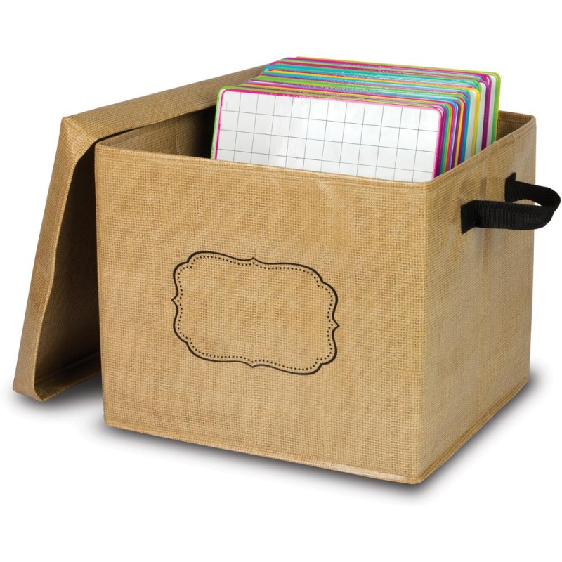 Teacher Created Resources Burlap Storage Box - Lift-Off Closure - Brown - For Toy, Classroom Supplies, Book, Notepad - 1 Each