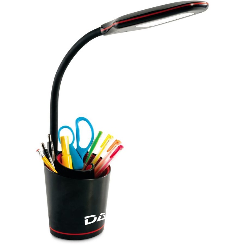 Data Accessories Company Desk Lamp - 16" Height - 5.50 W Led Bulb - Desk Mountable - Black, Red - For Office, Home, Dorm