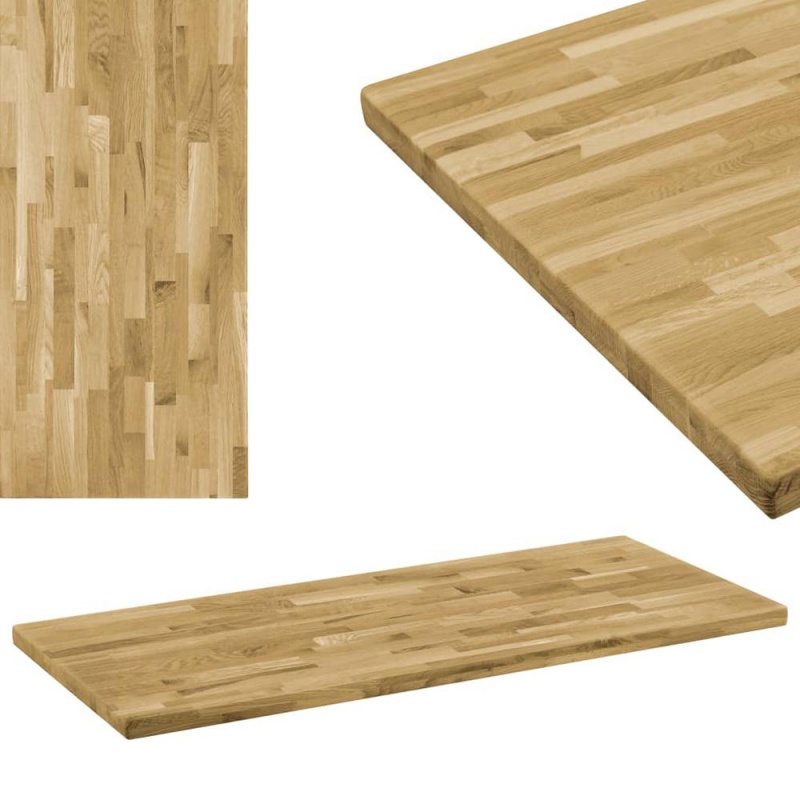 Vidaxl Table Top Solid Oak Wood Rectangular 1.7" 39.4"X23.6"