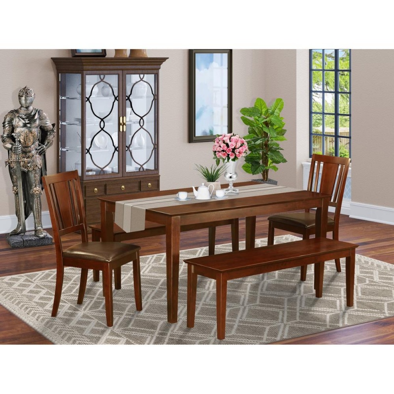 5 Pc Dining Room Set with Table, 2 Chairs and 2 Benches