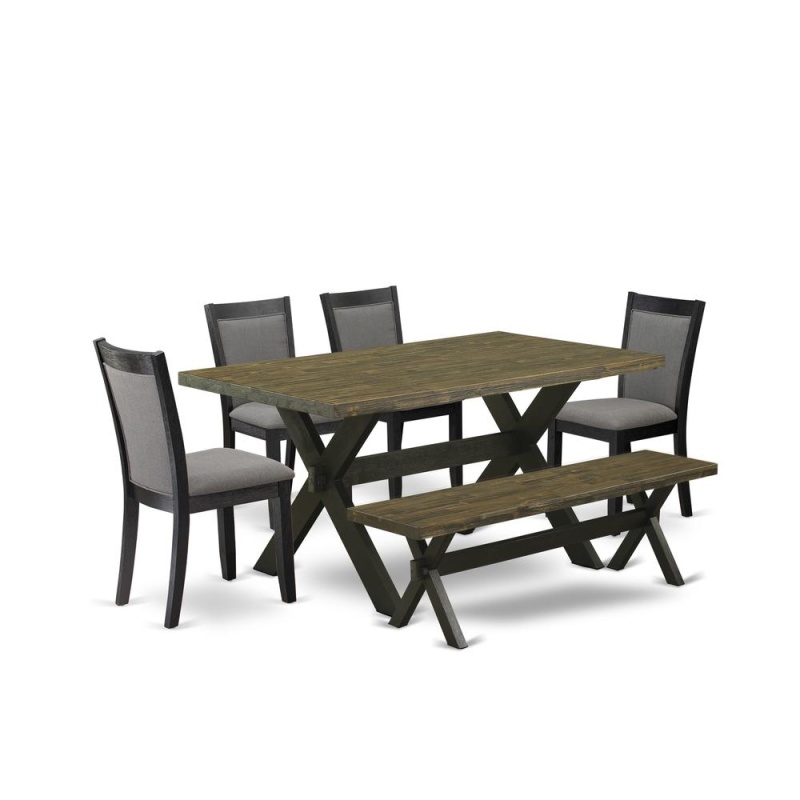 6 Pc Dinette Set with Bench and 4 Chairs
