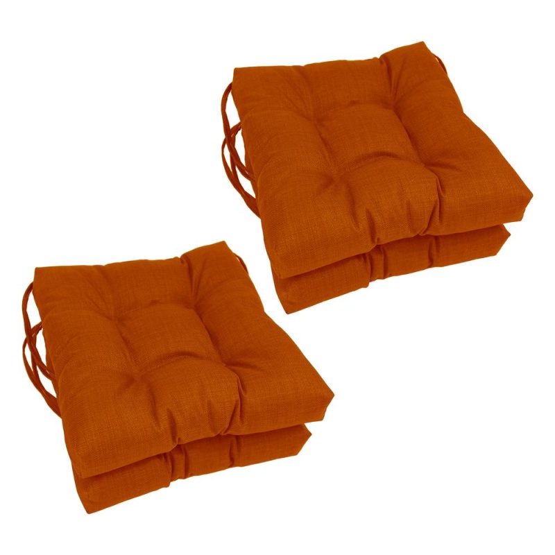 16-Inch Spun Polyester Solid Outdoor Square Tufted Chair Cushion