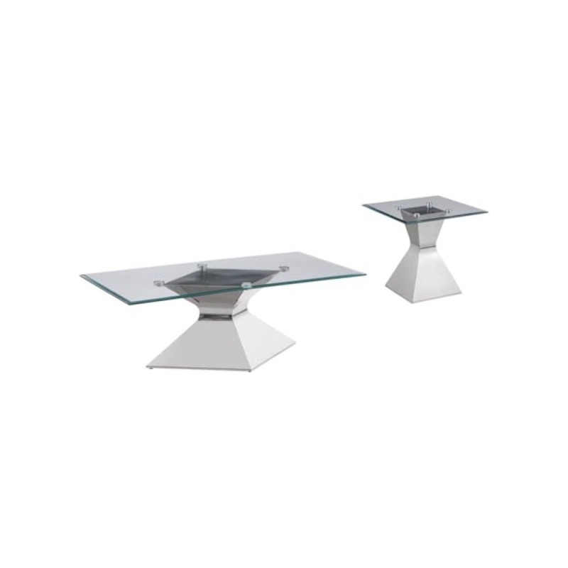 Jenny 2-Piece Rectangular Coffee And End Table Set Chrome