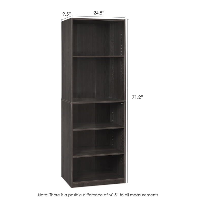 Jaya Simply Home 5-Shelf Bookcase, Cc Espresso