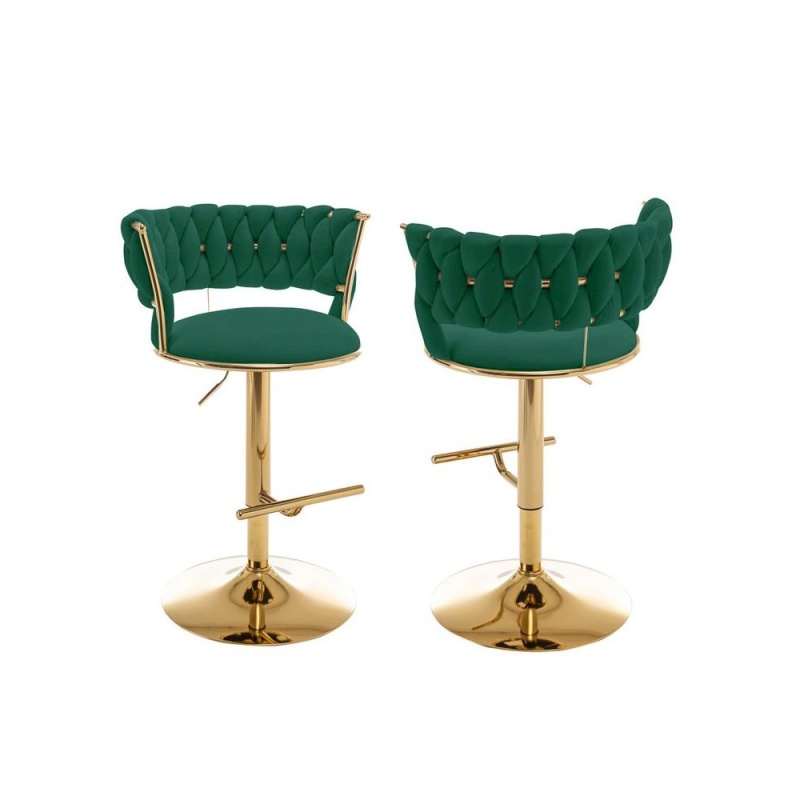 Emerald Green Adjustable Barstool Set of 2