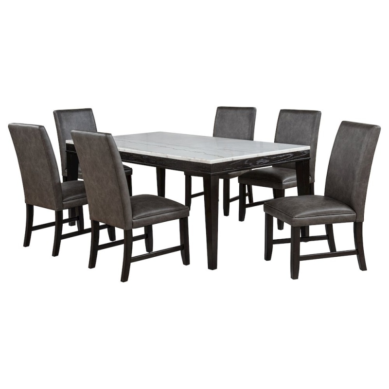Averill 7-Piece White Marble Top Dining Set