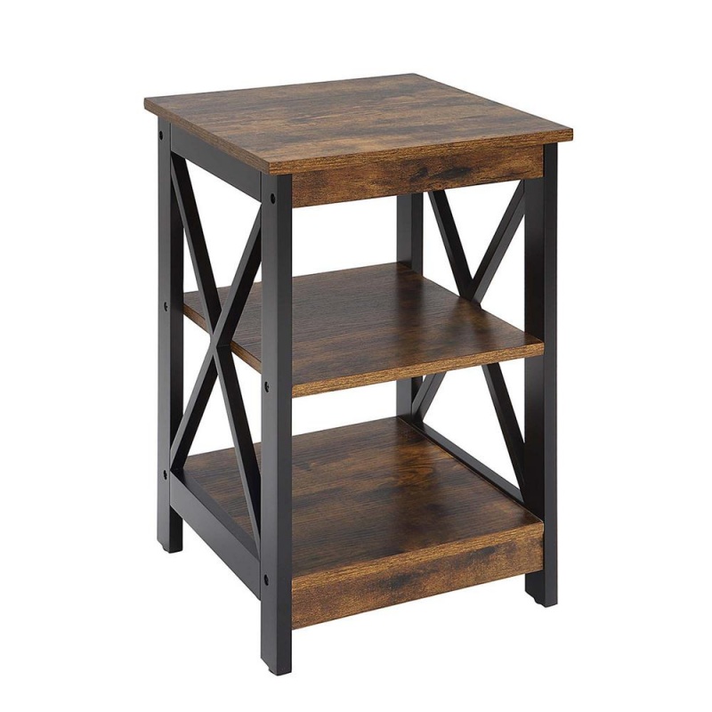 Oxford End Table With Shelves Barnwood/Black