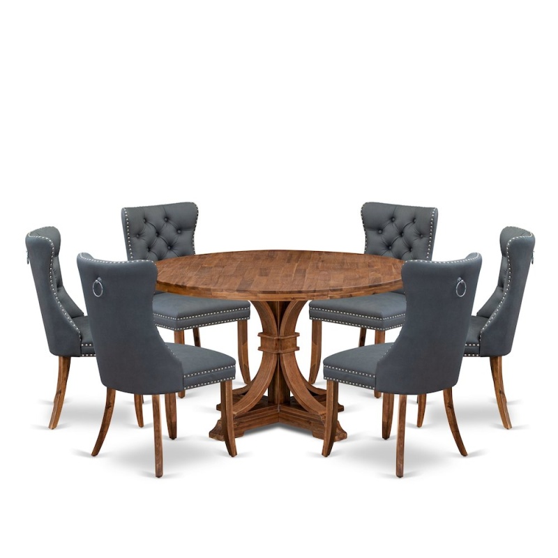 7-Piece Dining Table Set with 6 Platinum Gray Kitchen Chairs