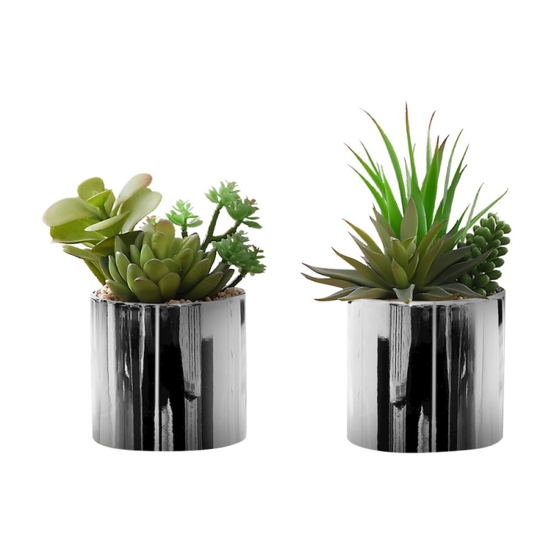 Artificial 7" Succulent Indoor Faux Table Plant Set of 2