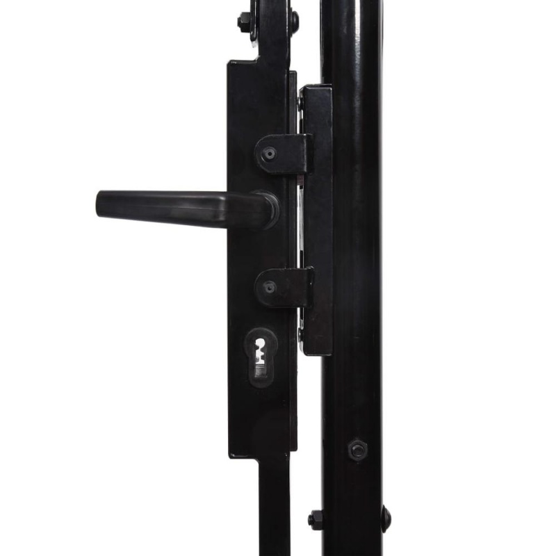 Vidaxl Fence Gate Single Door With Arched Top Steel 39.4"X59.1" Black