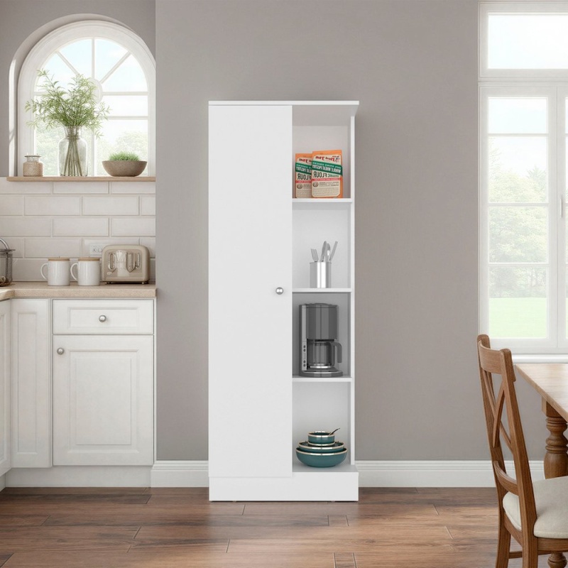 Multi-Storage Cabinet With Storage Compartments, White