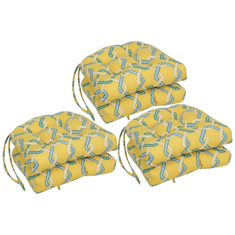 16-Inch Spun Polyester Outdoor U-Shaped Tufted Chair Cushion