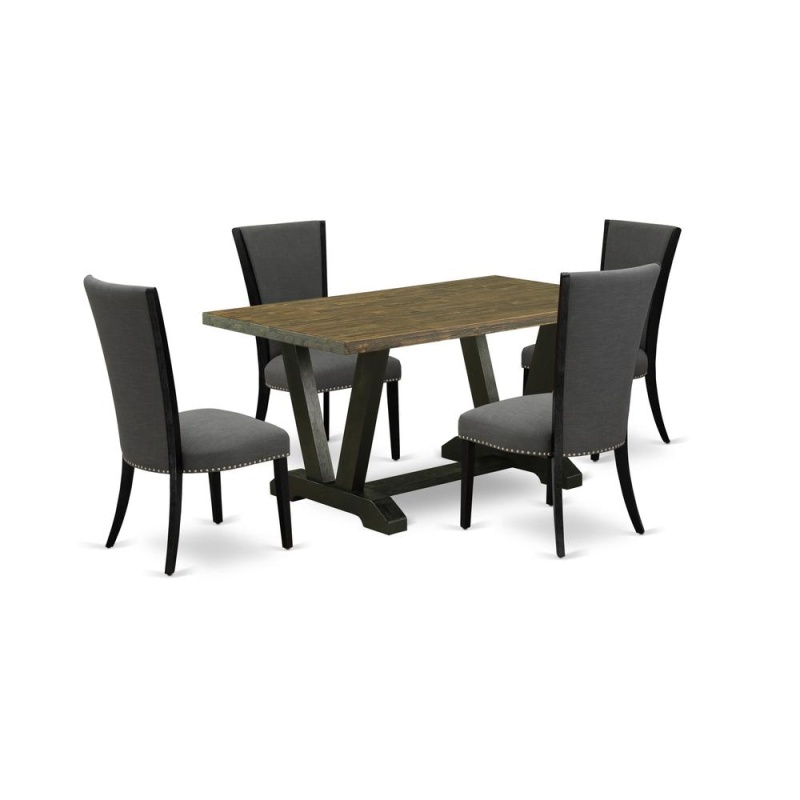 5 Piece Dining Room Table Set with V-Legs