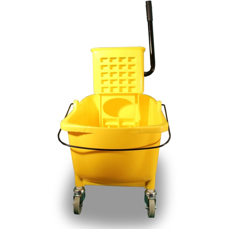 Genuine Joe 35-Quart Side Press Mop Bucket & Wringer Combo - 35 Quart - Caster - 21" X 16" X 14" - Yellow - 18 / Pallet