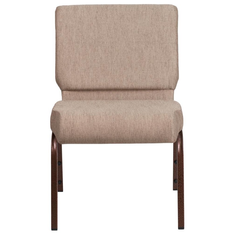 Hercules Series 21''W Stacking Church Chair In Beige Fabric - Copper Vein Frame