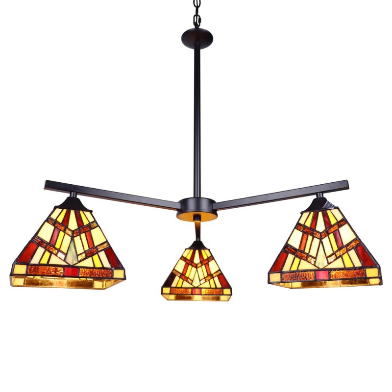 Chloe Lighting Vincent Mission Tiffany-Style Blackish Bronze 3 Light Chandelier 27" Wide