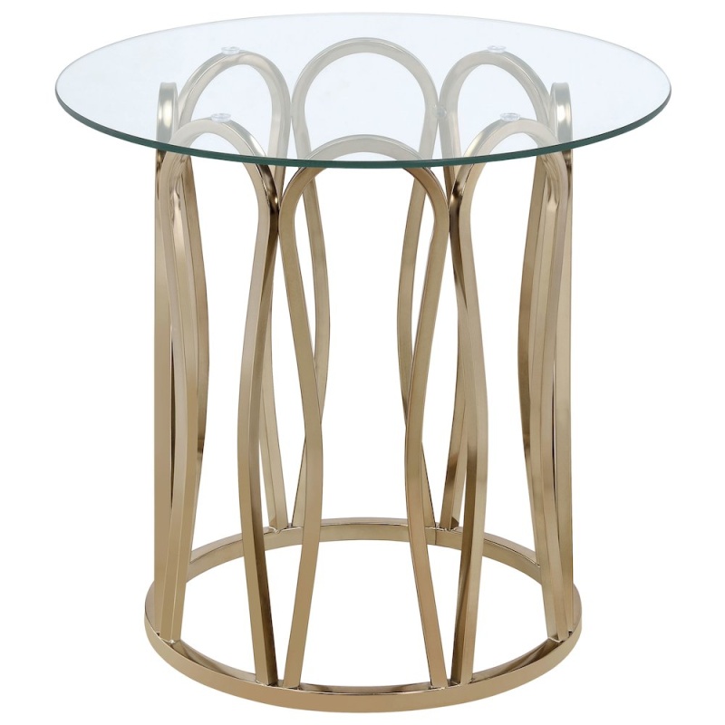 Monett Round Glass Top Side End Table Chocolate Chrome