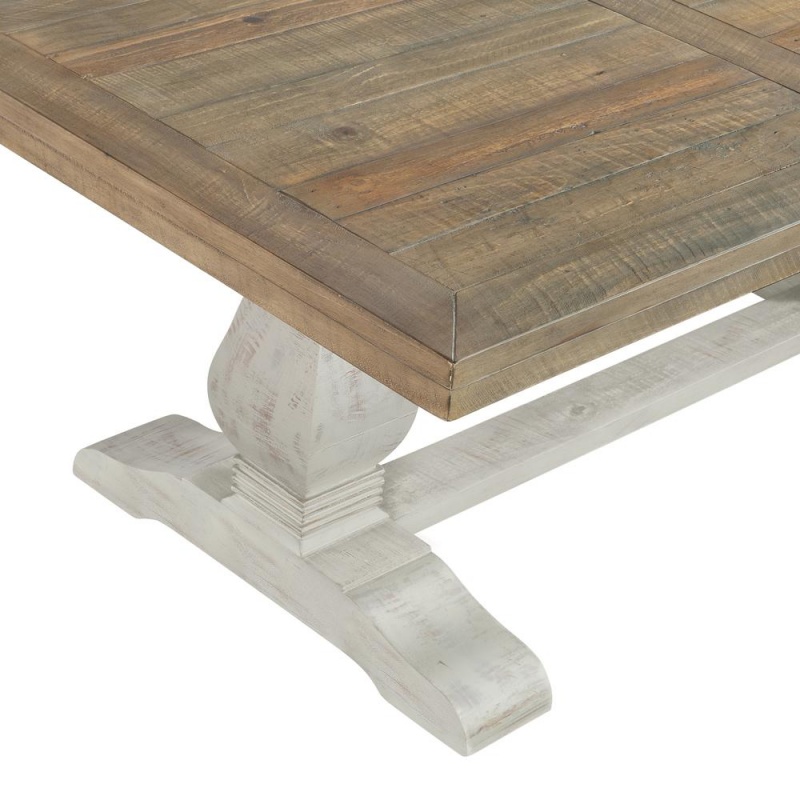 Martin Svensson Home Napa Pedestal Coffee Table, White Stain And Reclaimed Natural