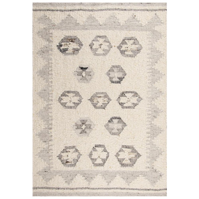 Hand Woven Flat Weave Pile Hand Spun Wool/ Cotton Rug, 8' X 10'