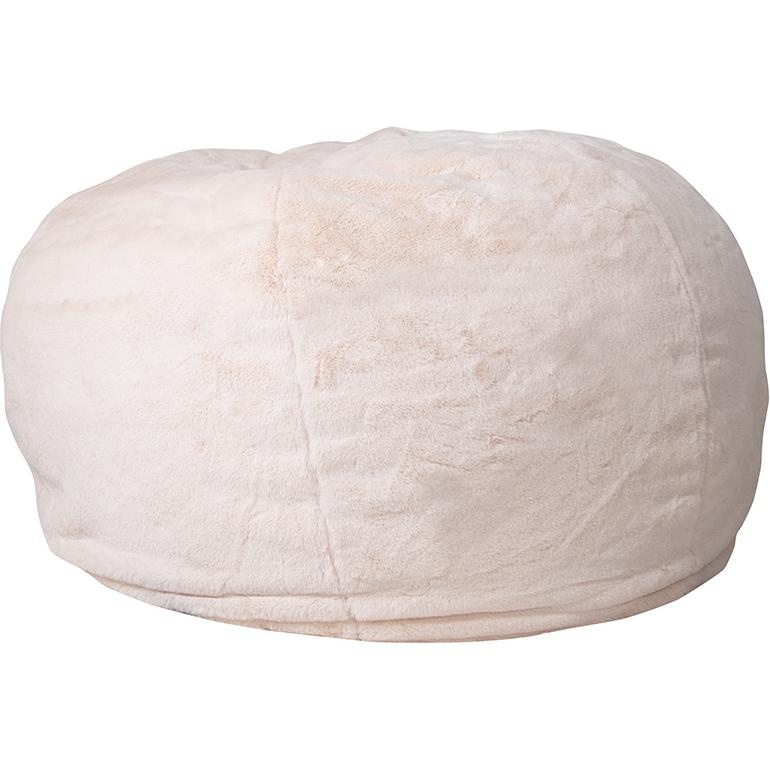 Oversized White Furry Refillable Bean Bag Chair For All Ages