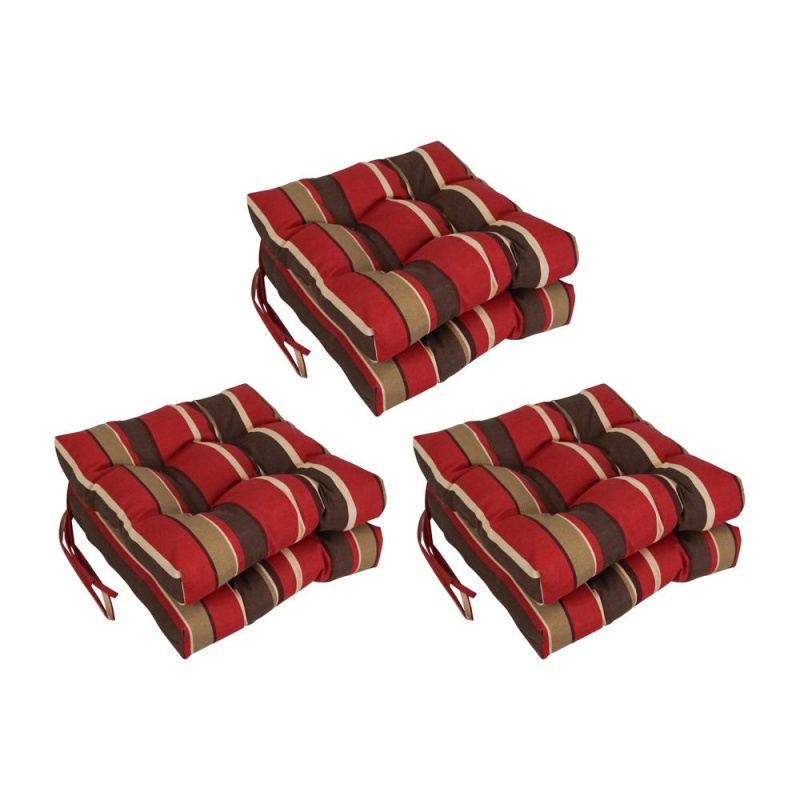 16-Inch Spun Polyester Patterned Outdoor Square Tufted Chair Cushion
