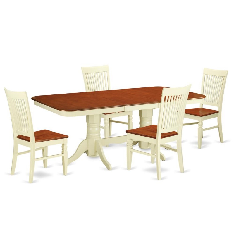 Dining Room Set Buttermilk & Cherry, Nawe5-Bmk-w