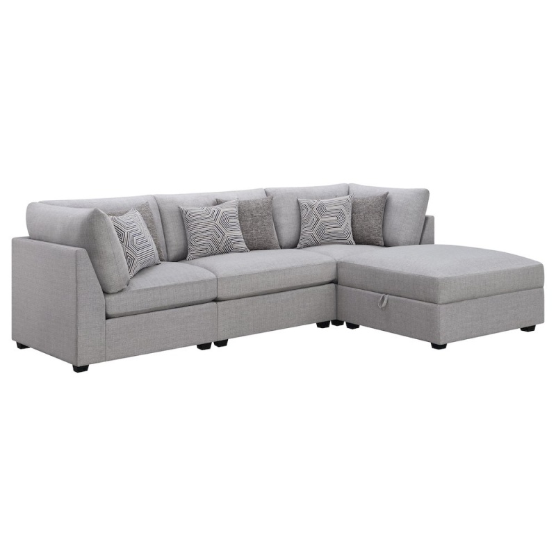 Cambria 4-Piece Upholstered Modular Sectional Sofa Grey