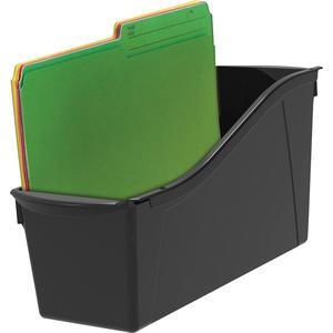 Storex Book Bins - 7" Height X 5.3" Width14.3" Length - Sturdy - Black - Plastic - 6 / Carton