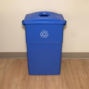 Genuine Joe 23 Gallon Recycling Container - 23 Gal Capacity - Rectangular - 30" Height X 22.5" Width X 11" Depth - Blue, White