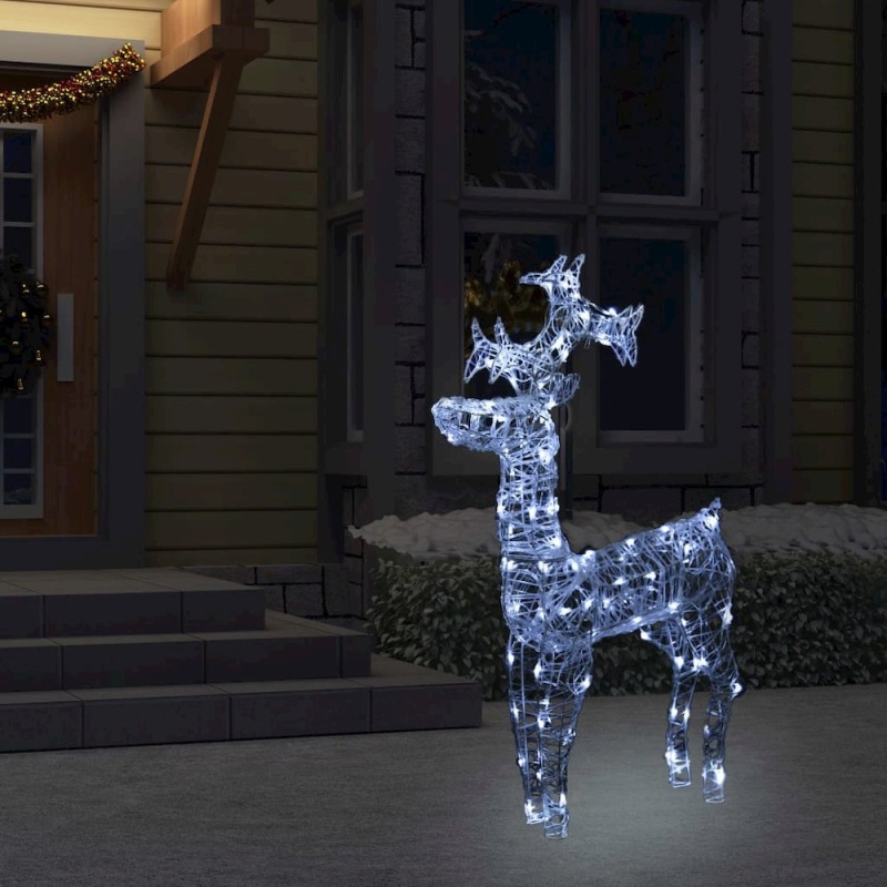 Reindeer Christmas Decoration in Cold White Acrylic