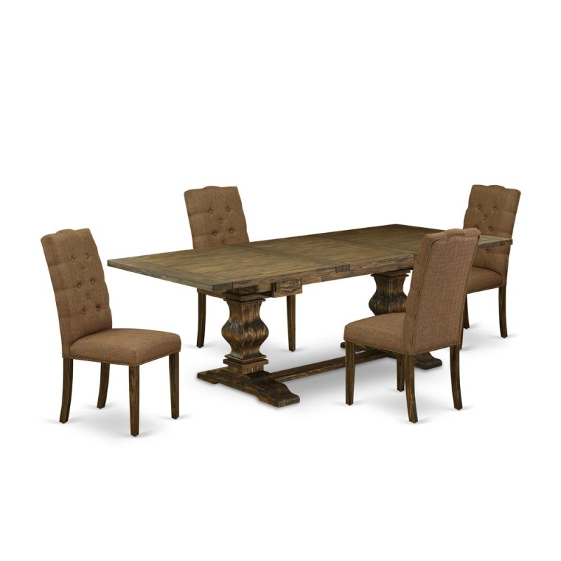5 Piece Dining Room Table Set with 4 Upholstered Chairs