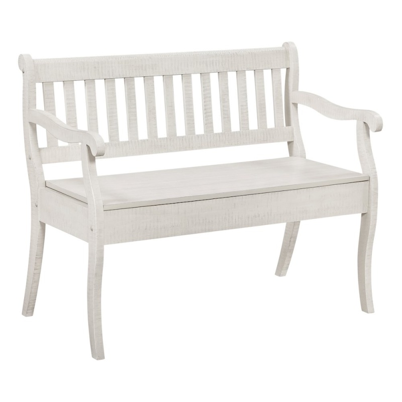 Wakefield Entryway Storage Bench in Destressed White Finish