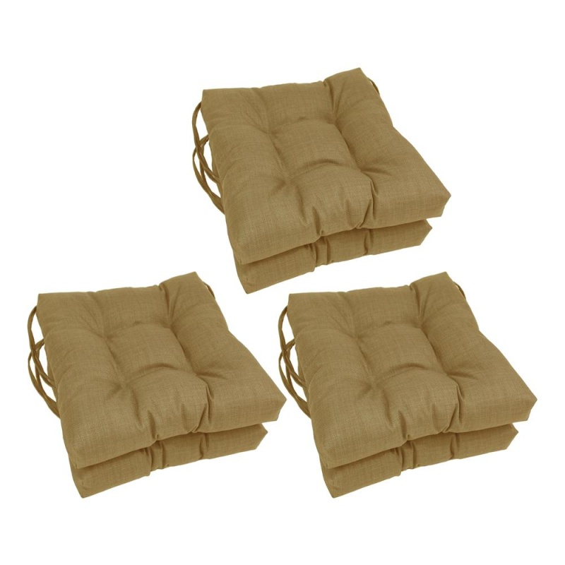 16-Inch Spun Polyester Solid Outdoor Square Tufted Chair Cushion