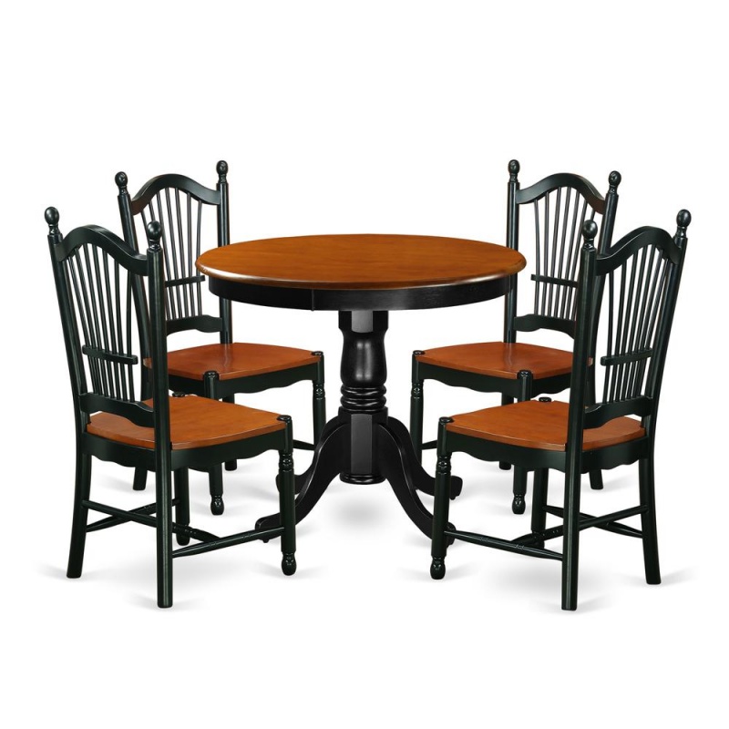 Dining Room Set Black & Cherry, Ando5-Bch-w