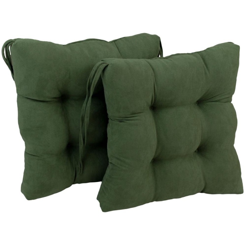 16-Inch Solid Micro Suede Square Tufted Chair Cushions (Set Of 2)