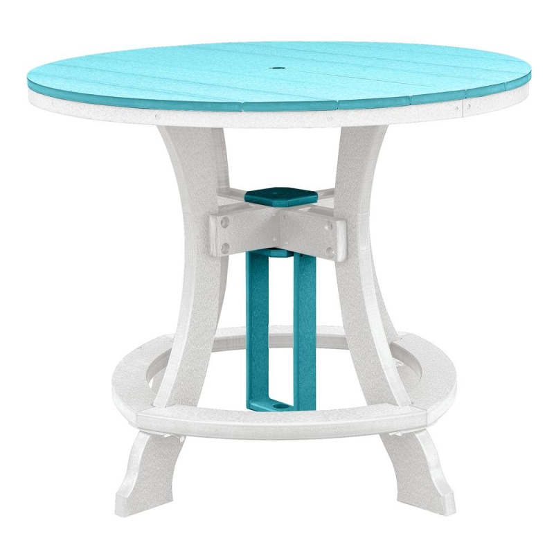 Aruba Blue Counter Height Round Table with White Base
