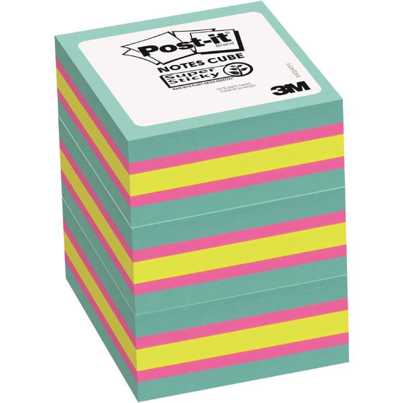 Post-It® Super Sticky Notes Cubes - 3" X 3" - Square - Multicolor - 3 / Pack