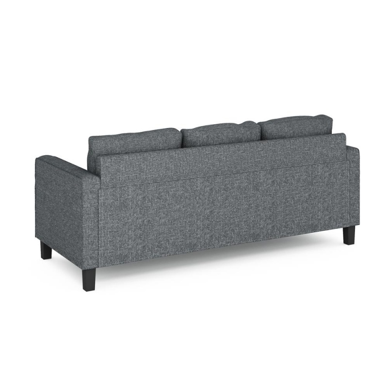 Furinno Bayonne Modern Upholstered 3-Seater Sofa, Gunmetal