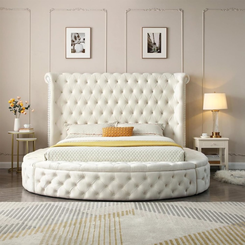 Upholstered Round Storage Bed