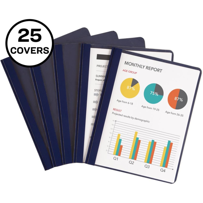 Avery® Letter Report Cover - 8 1/2" X 11" - 20 Sheet Capacity - 3 X Double Prong Fastener(S) - 1/2" Fastener Capacity For Folder - Metal - Dark Blue - 25 / Box