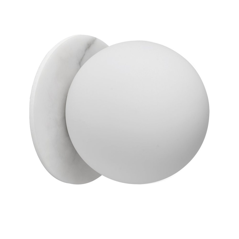 1 Light Matte White Wall Sconce with Faux Alabaster and Opal Glass