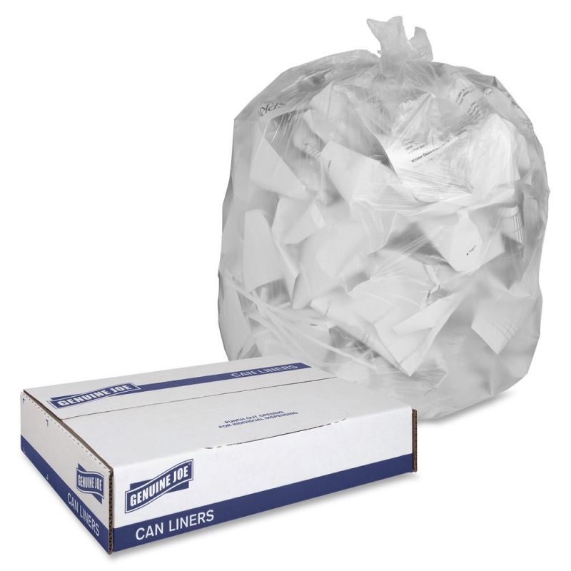 Genuine Joe Economy High-Density Can Liners - 10 Gal - 24" Width X 24" Length X 0.24 Mil (6 Micron) Thickness - High Density - Translucent - Resin - 96000/Pallet - Breakroom, Restroom, Office Waste, c