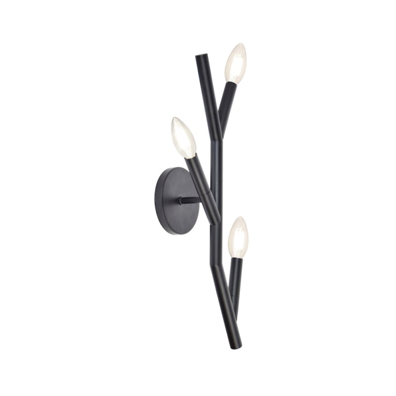 3 Light Incandescent Wall Satin Chrome Matte Black