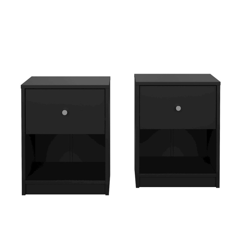 Portland 1 Drawer Nightstand - Set Of 2, Black