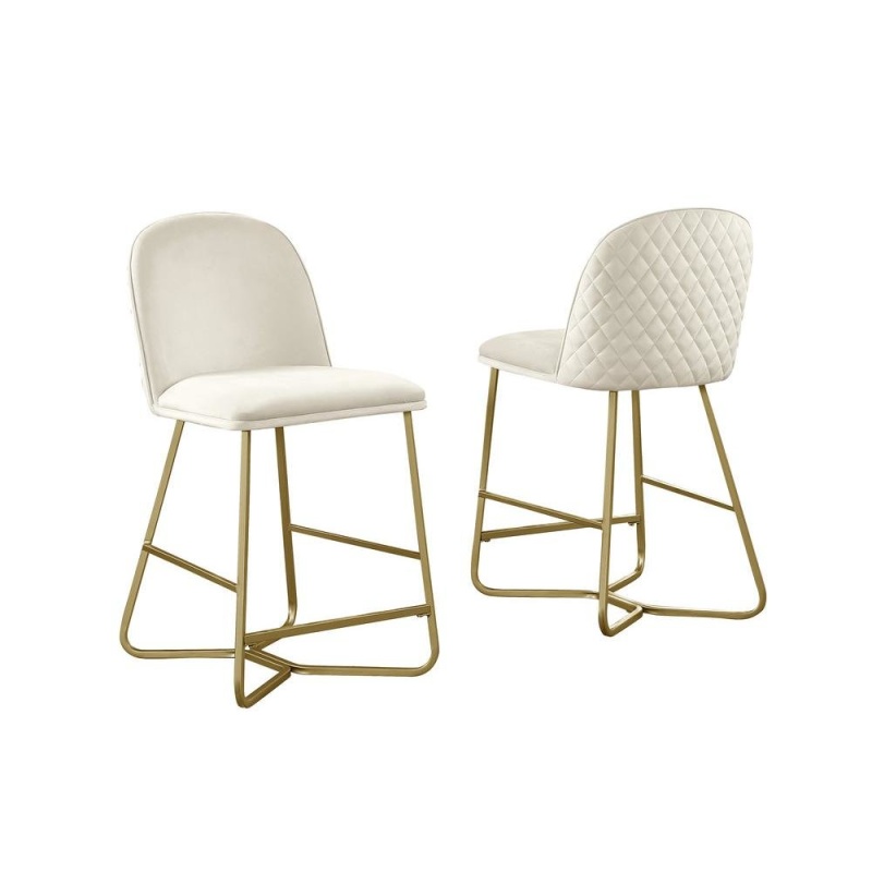 Upholstered Counter Height in Cream Velvet (Set of 2)